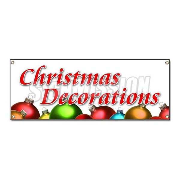 CHRISTMAS DECORATIONS BANNER SIGN x-mas xmas trees decor wreaths santa holiday